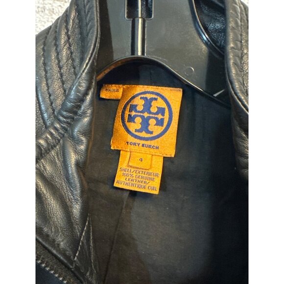 Tory Burch Black Leather Moto Jacket S - Picture 2 of 3